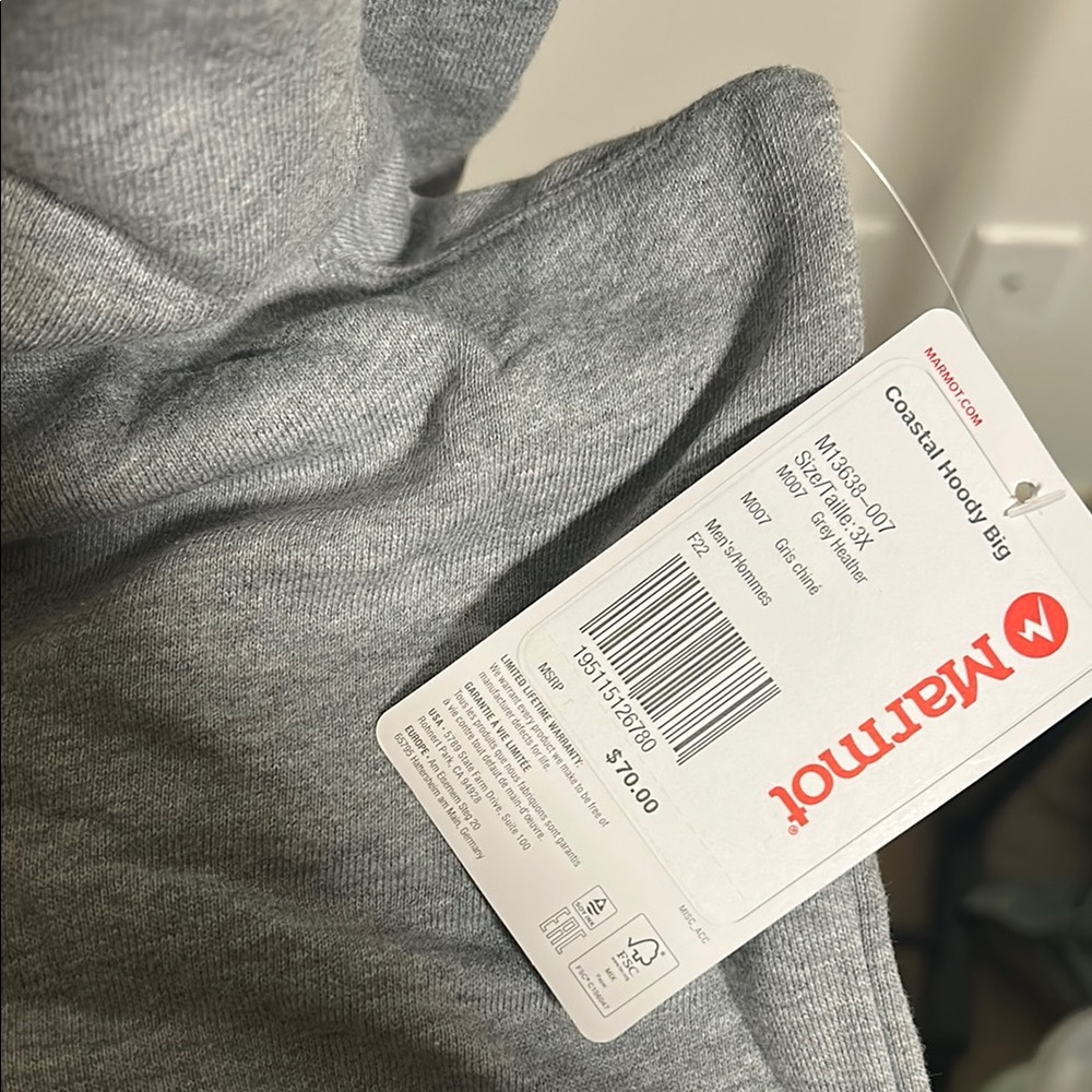 Marmot Gray and Blue Sweatshirt 3XL - Picture 3 of 6